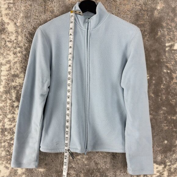 Express Size M Mock Neck Full Zip Sweater Jacket Blue Long Sleeve Stretch Pocket - Picture 3 of 9